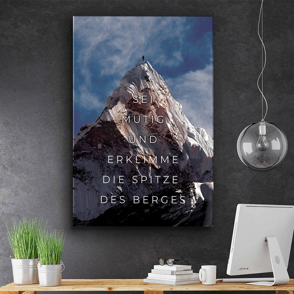 Motivations Leinwand Young Hustle Die Spitze des Berges